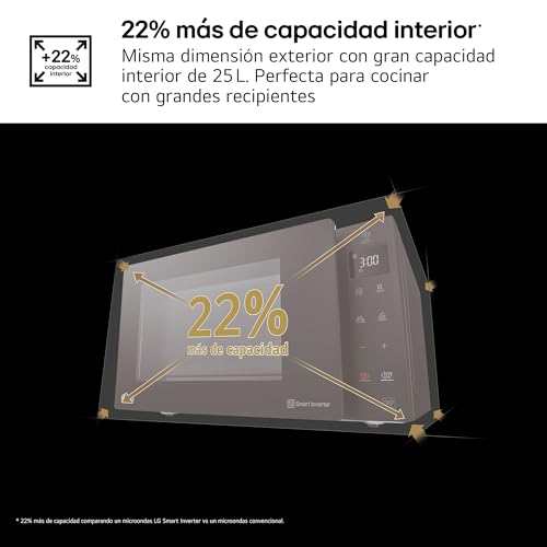 LG MH6535GIS - Microondas con Grill NeoChef, Capacidad 25 L, 1000 W, Smart Inverter, Panel Táctil LED, EasyClean, Cocción Uniforme y Bloqueo Infantil, Negro - imagen 12