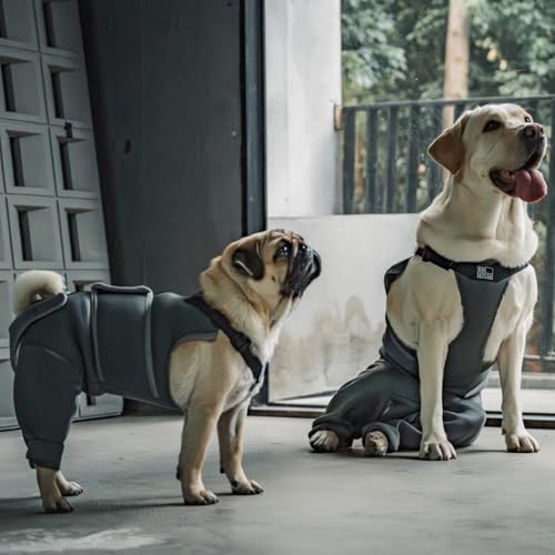 OneTigris Hundebody Nach OP, Hundebody Nach Kastration Rüde mit Verstellbaren Riemen, Weich Leckschutz Hunde für Rüde Oder Hündin, Body Hund für Kleine/Mittlere/Große Hund (L)