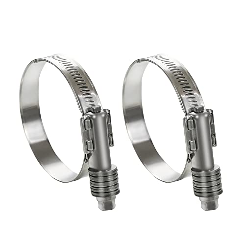 WYSIWYKA 2 Pack Heavy Duty Worm Hose Clamp, Adjustable Range 2 3/4\"-3 3/5\" (70-92mm) 304 Stainless Steel Worm Gear Drive Hose Clamps for Water Pipe, Plumbing, Automotive and Mechanical Application