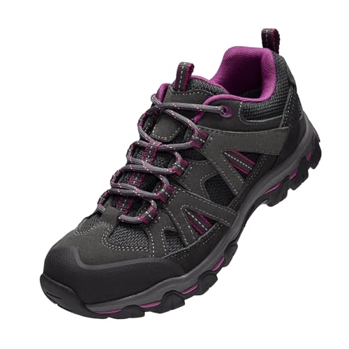 OutPro Wanderschuhe Damen, Leichte Atmungsaktive Outdoor-Sneaker für Trekking,Trail-Laufschuhe, rutschfeste, Wandern，Schwarz，41