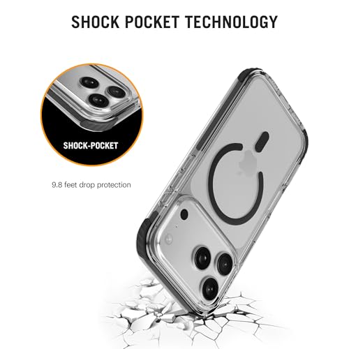 Image of DailyObjects Polycarbonate Case for iPhone 17 Pro Compatible with Mag-Safe Wireless Charging | Reflex Magsafe Shield Slim Shockproof Back Cover, Clear
