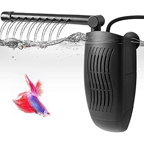 PYPABL 4W 5W Adjustable Aquarium Internal Filter, Submersible Filter with Spray Bar, Water Pump for 1-120L Fish and Turtle Tank (480L/H) Cover