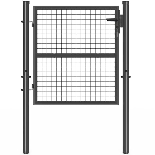 IDMarket - Portillon de jardin 105 x 100 cm en acier avec serrure et poignée gris anthracite