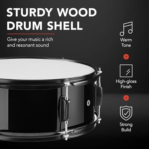 Best Choice Products 5-Piece Full Size Complete Adult Drum Set w/Cymbal Stands, Stool, Drum Pedal, Sticks, Floor Tom - Black