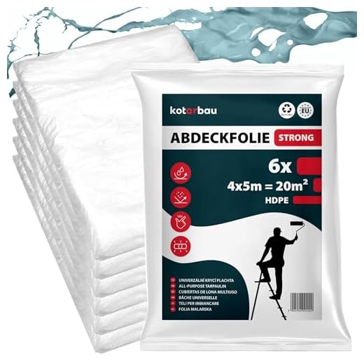KOTARBAU® 6er Set - Malerfolie - Abdeckfolie - 4 x 5 m - Malervlies - Abdeckplane - Bauschutzfolie - Robust - Transparent