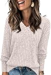 Womens Lightweight Sweaters 2024 Long Sleeve Oversized Tops V Neck Fall Loose Tunic