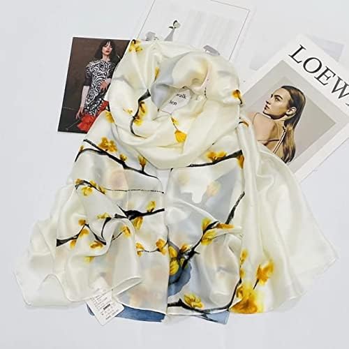 Image of Floral Printed Silk stole | silk Scarf for Women | stylish silk stole for women | Soft Lightweight Stole, Shawl & Neck Wrap | Scarf for Wedding, Party, Travel & Casual Wear