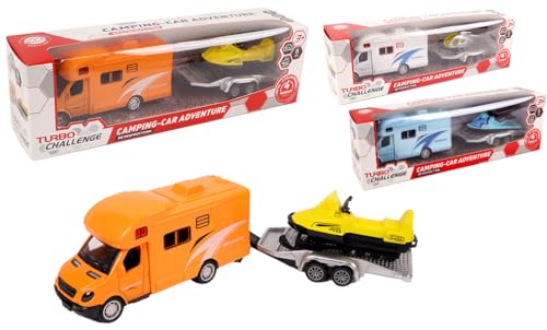 TURBO CHALLENGE - Camping Car et Remorque avec Véhicule - Die Cast - 022886-1/24 - Véhicule...
