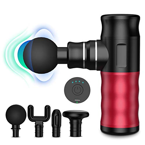 Mini Massage Gun Deep Tissue Massager,MINGZHEN Portable Percussion Muscle Massager Gun for Pain Relief,Super Small & Quiet Muscle Massage Gun,Back Massager Handheld,Brushless Motor Fascia Gun(Red)