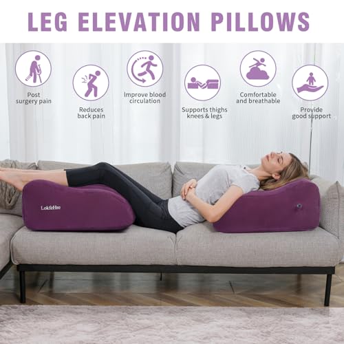 LOKFEHRE Almofada de cunha para dormir – Travesseiro inflável de elevação de pernas para inchaço, ci