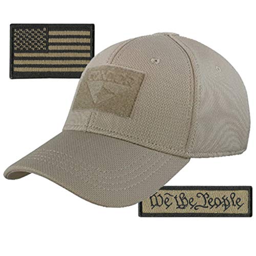 Condor Fitted Tactical Cap Bundle - We The People & USA Patches - Choose Size