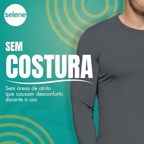 SELENE Camiseta Manga Longa UV50+ Microfibra de Poliamida Adulto Masculina, Chumbo, G