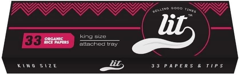 LIT Pro Pack White 33 Unbleached Rolling Papers, 33 Roaches, Attached LIT Tray Pack of 2