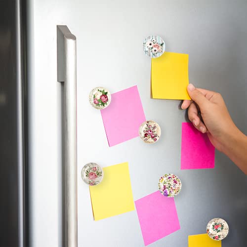 6Pcs Magnets For Refrigerator Glass Fridge Magnets Decorative Magnets For Whiteboard Cute Mini Locker Magnets Refrigerator Magnets For Office And Kitchen - Vintage European Style Watercolor Flowers #TOP4