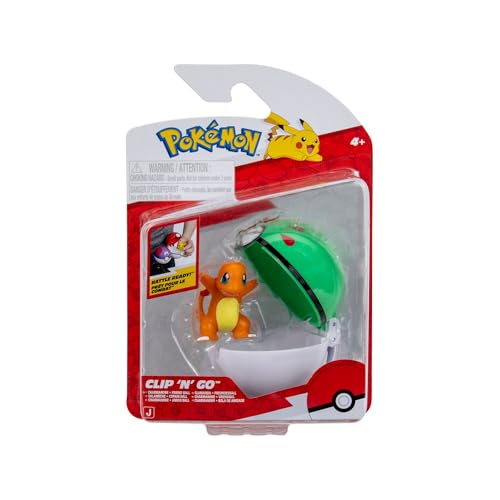 Pokémon Clip 'N' Go Charmander and Friend Ball – Incluye figura de batalla de 2 pulgadas y accesorio de Poké Ball