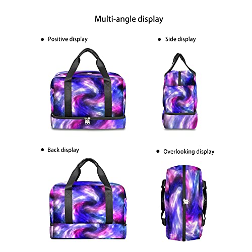 Travel Duffel Bag Galaxy Nebula Star Waterproof Sports Tote Gym Bag Weekender Overnight Bag with Wet Pocket and Shoes Compartment Duffel Bag For Men Women