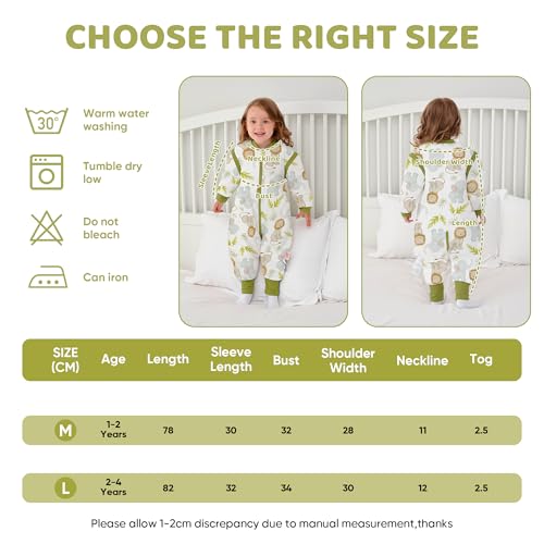 Image of LAT Winter Baby Sleep Bag with Feet,3-way zip Wearable Blanket with Removable Sleeves,Warm Sack for Toddler 2.5 TOG