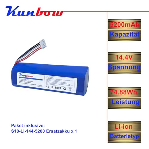 kunbow 5200mAh Ersatzakku für Ecovacs Deebot Ozmo 950 DX9G, Deebot T20 Omni, Deebot X1, Deebot T8 Pure, T8+, Deebot T9, Deebot T10, Deebot T5 Staubsauger.(14.4V/76.88Wh)