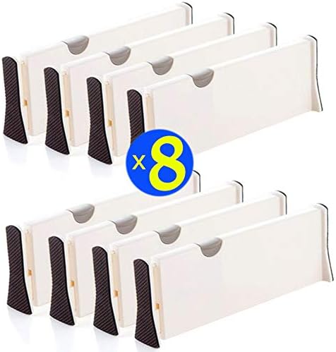 Ormeli Drawer Dividers Expandable Adjustable Dresser Drawer Organizers Divider for Clothes, Silverware and Utensils fit Kitchen, Bedroom, Bookcase, Baby Drawer with Instructions