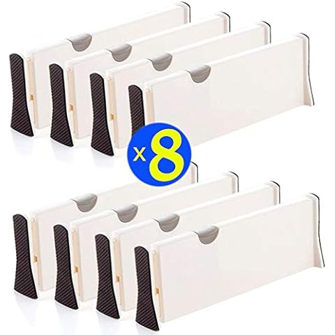 Ormeli Drawer Dividers Expandable Adjustable Dresser Drawer Organizers Divider for Clothes, Silverware and Utensils fit Kitchen, Bedroom, Bookcase, Baby Drawer with Instructions Cover