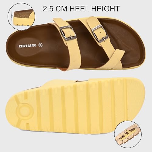 Image of Centrino Women's Berkin-Style Slip-On Sandals | Open Toe Design | Soft PU Footbed | Lightweight & Comfortable | Arch Support | On-Grip Sole | Casual Outdoor Wear (9228)