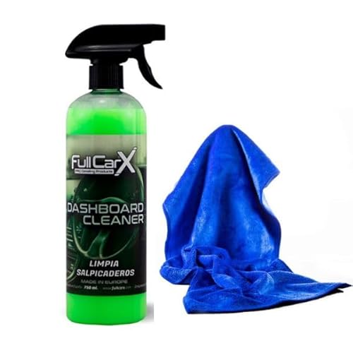 AutoFullCar - Kit de nettoyage pour tableau de bord de voiture FullCarx - Dashboard Cleaner 750 ml + chiffon microfibre Premium 70 x 30 - Anti-poussière, nettoyant sale, finition brillante, arôme