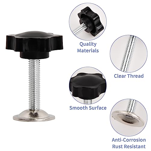 Pinsheng 4Pcs Sterngriff Schrauben, M8x35mm Außengewinde Stahl Schraube mit M8 Nutensteine, Kunststoff Sternschraube Aussengewinde Rändel Schraube für Werkzeugmaschine Möbel
