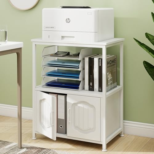 Image of Natwind 3 Tier Printer Stand, Filling File Cabinet with Open Shelves,White
