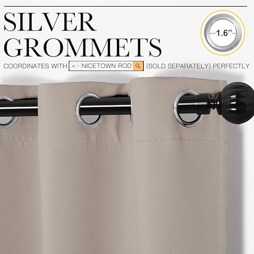 AR Ware Beige Blackout Curtains for Living Room - Eyelet Thermal Insulated Curtains for Bedroom Energy Saving Soundproof Drapes (66 x 54 inches) - Image 3