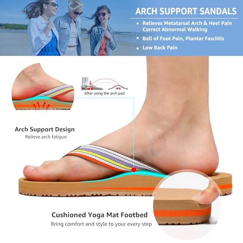Image of STQ Womens Arch Support Flip Flops Thong Sandals | Yoga Mat Sole,Quick Dry ,Beach Shower Pool Vacation