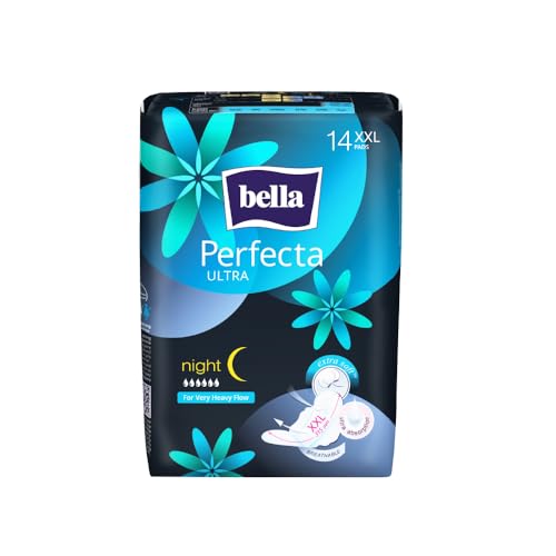 Image of Bella Perfecta Ultra Night Pads Women|Sanitary Napkins|For Sensitive Skin|31.5 Cm Long| Wings|Breathable|Lock Gel System|Green Edge System|For Rash Free Period|Size Xxl|Pack Of 1|14 Pcs