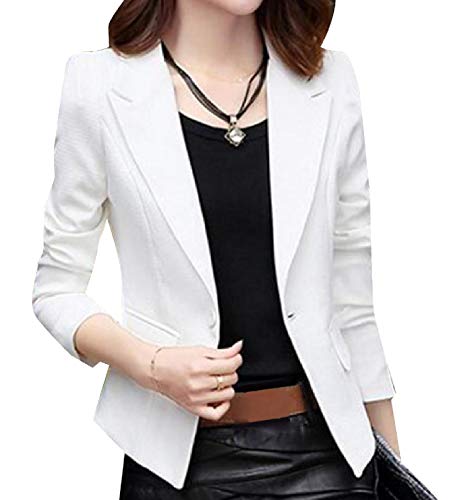 Casaco esportivo feminino Doufine com um ajuste solto, botão nas costas, bolso fino, aba e alfaiatar