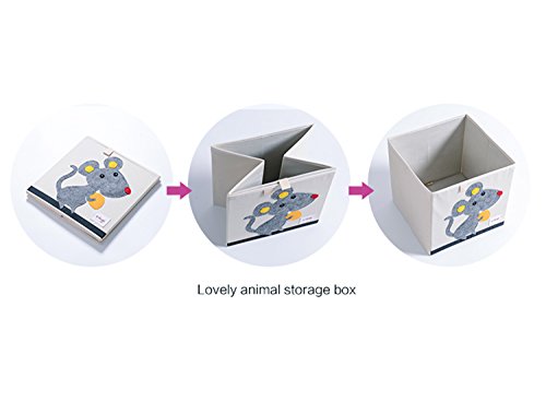 Dodymps Foldable Animal Canvas Storage Toy Box/Bin/Cube/Chest/Basket/Organizer For Kids, 13 Inch (Mouse) #TOP4
