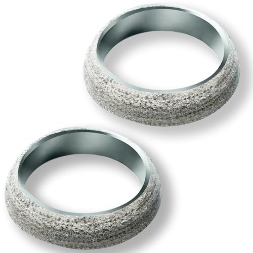 Image of ID 2.12In /54mm Car Exhaust Manifold Gasket, 2Pcs Automotive Exhaust Flange Gasket, Graphite Muffler Connector Replacement for Most 2-1 /8 inch OD Car Pipe