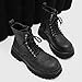 NSNEOND Men's Black Leather Platform High Top Combat Boots Fashion Lace Up Comfort Round Toe Side Zipper Non-Slip Lug Sole Chunky Heel Motorcycle Boots Work Daily Casual Ankle Booties (Black,8.5)