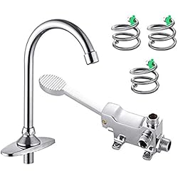 Grifo Fregadero Con Pedal Grifo Grifo Pise Los Grifos, Mezclador De Fregadero Comercial Con Pedal, Grifo De Laboratorio, Grifos De Agua for Lavabo De Hospital Con Mangueras De 3X 60 Cm / 423
