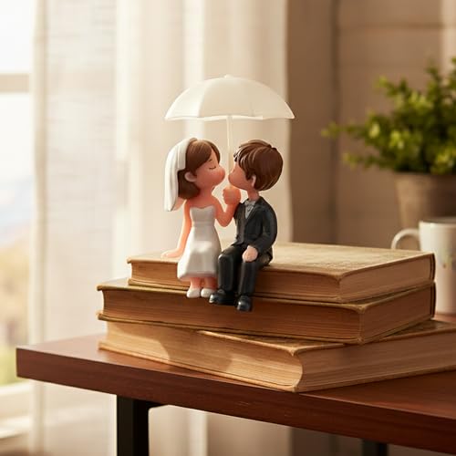 Image of CraftVatika Valentine Gift for Girlfriend Boyfriend, Husband Wife, Valentine Love Couple Under Umbrella Romantic Miniature Statue Showpiece, Birthday Gift Propose Day Gift for Woman