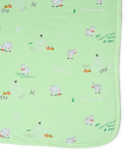 Image of Mi Arcus 100% Cotton Knitted Dual Layer Animal Print Warm Sherpa Blanket for Baby Boys Girls 0-12 M -Green 100x85 cm
