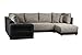 Produktbild CAVADORE Wohnlandschaft Irriba, Ottomane beidseitig montierbar / Großes Schlafsofa im Materialmix / Inkl. Bettkasten und Regal in Armlehne / mit Federkern / 298 x 69 x 190 / Grau-Schwarz
