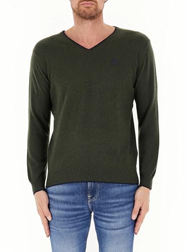 Pull à Manches Longues V-Neck en laine vert pour un style authentique et chaleureux