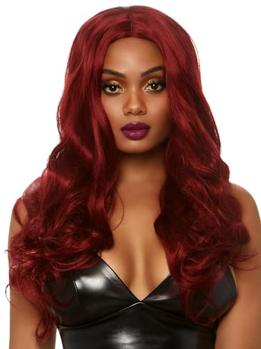 Perruque longue ondulée bordeaux Leg Avenue : volume sans nœuds Panamas Femme