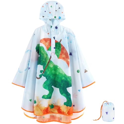 Image of WAWSAM Lightweight Rain Poncho Kids, Ponchos for Kids Waterproof Reusable Hooded, Kids Poncho Rain Jacket