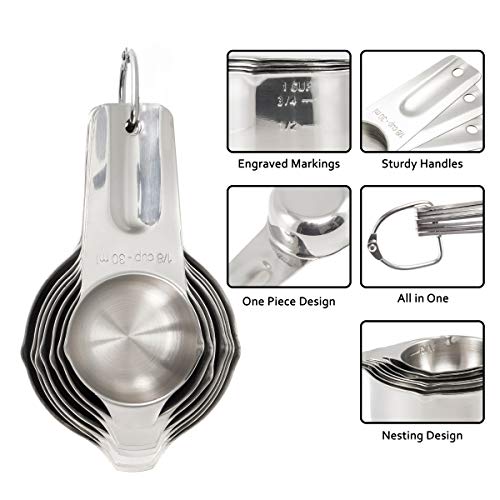 2lbDepot Measuring Cups & Spoons Set of 14, Premium Stainless Steel Metal, 7 Accurate Measuring Cups, 6 Measuring Spoons, 1 Leveler, Dry & Liquid Ingredients for Kitchen Baking & Cooking