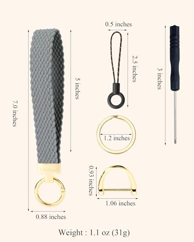 Image of WEESMILE Keychain Wristlet, Stretchy Key Chain for Car Keys with 2 Keyrings and D ring, Cute Wrist Lanyard for Women Men