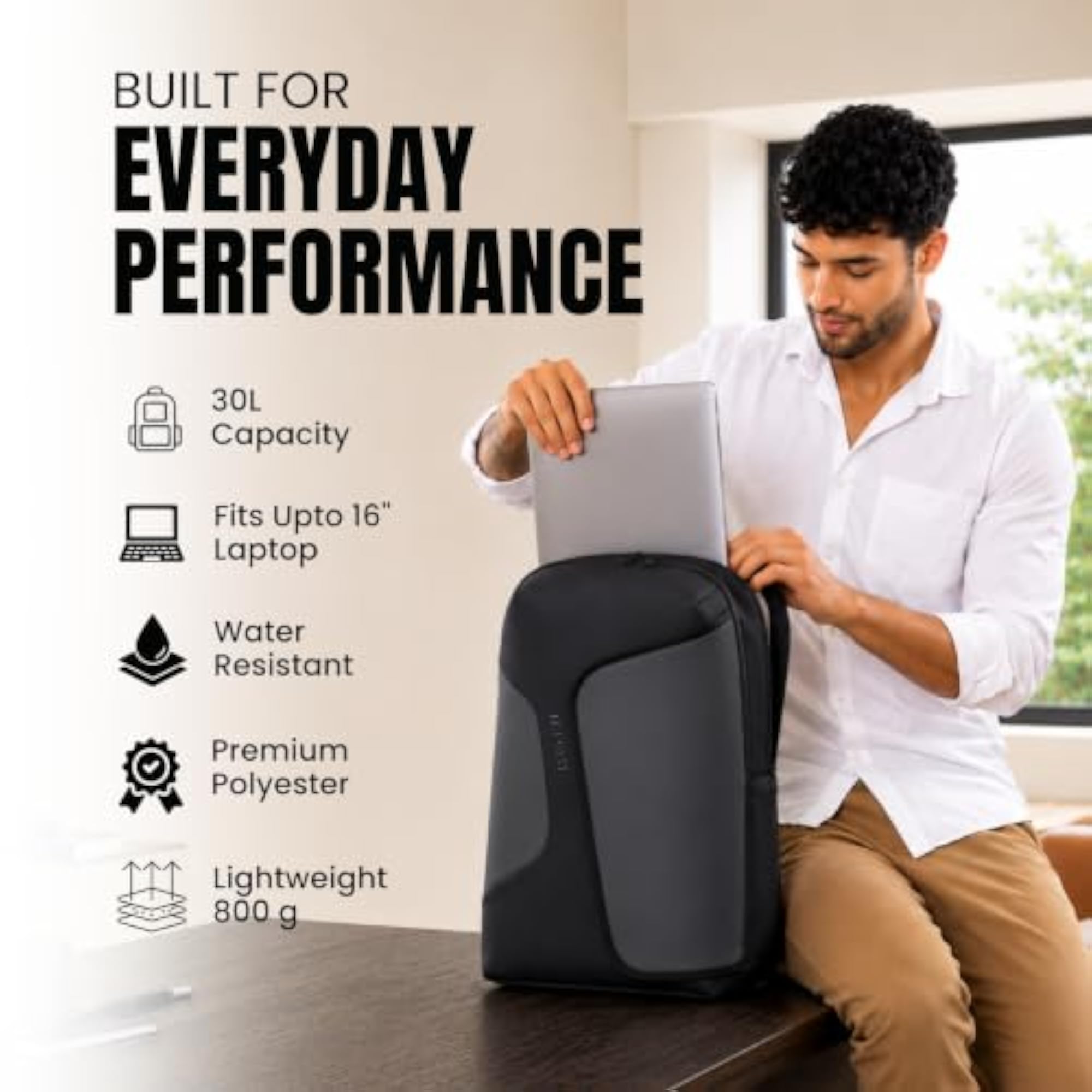 30L Laptop Backpack for Men & Women, Water Resistant
