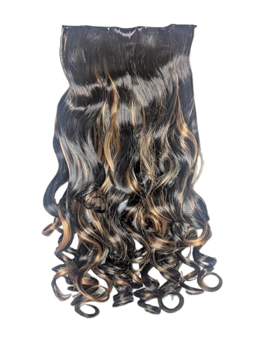 Image of ZAYA Curly Hair Extension for Women & Girls | Golden Highlight Wavy Hair Wig | Highlighter Hair Extension for Party & Daily Use