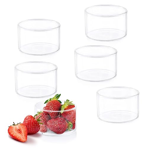 Borosil Small Glass Bowl For Dessert, 3.5 Oz, Set Of 6, Mini Ramekins For Baking, Lightweight Borosilicate Glass, Clear Glass Bowls For Serving Dips & Sauce - Oven Safe, Microwave & Dishwasher Safe #TOP21