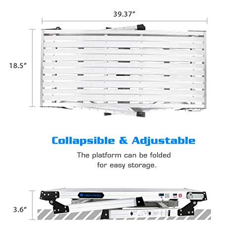 Adjustable Work Platform with 330 lb Duty Rating, Portable Folding Aluminum Step Ladder, Ideal for Washing Vehicles, Cleaning Windows, Decorating, etc.
