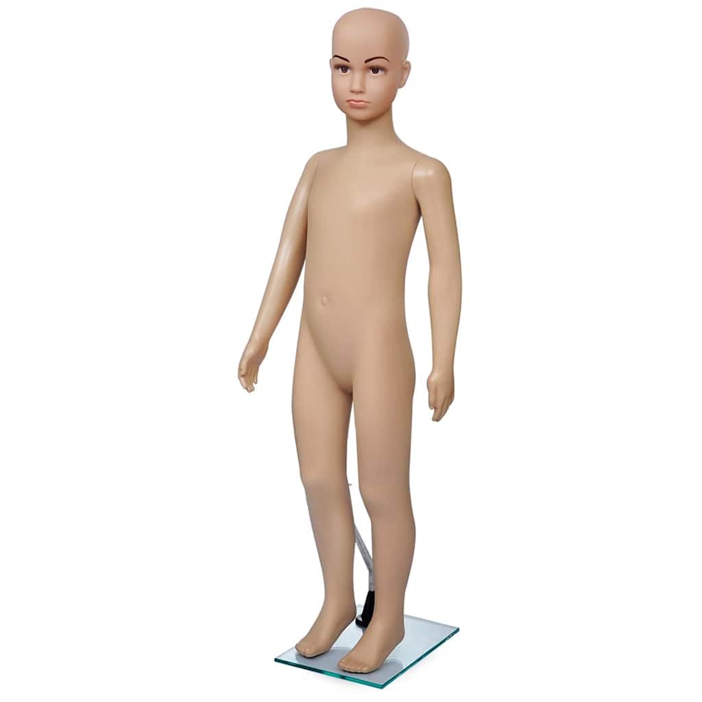 Schaufensterpuppe Kind 110 cm Ganzkörper Kinder-Mannequin beige für Mode Präsentation Kleidung Kinderbekleidung mit Glasplatte