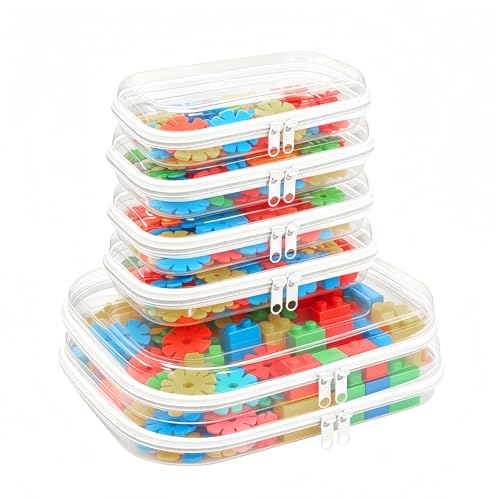 Image of Thickened Clear Hard Shell Zipper Case,Toiletry Pouch, Travel Organizer, Cosmetic Bag, Toy Storage Bins,Storage box(2M+4S)